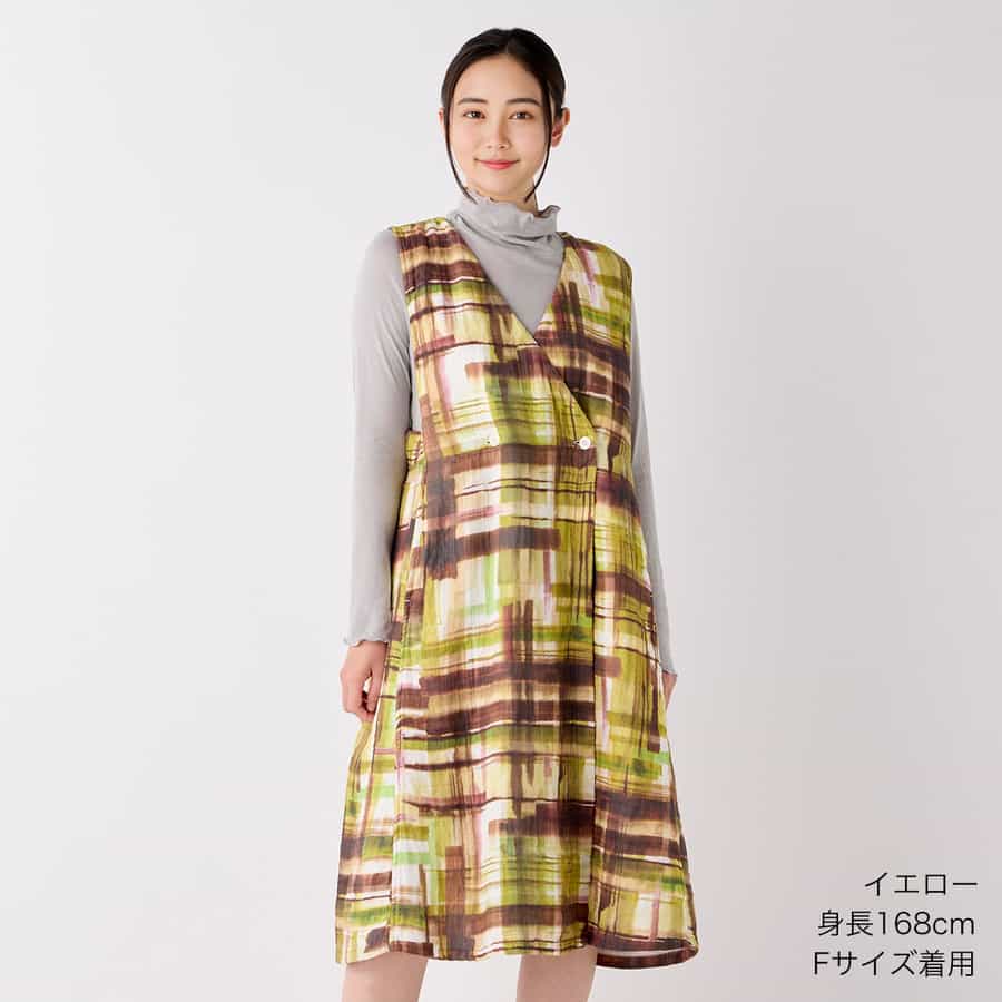 新品　UCHINO ウチノ　マシュマロワッフルガーゼライト　チェックジャンスカ 値下げ】マシュマロワッフルガーゼライトペイントチェックジャンスカ