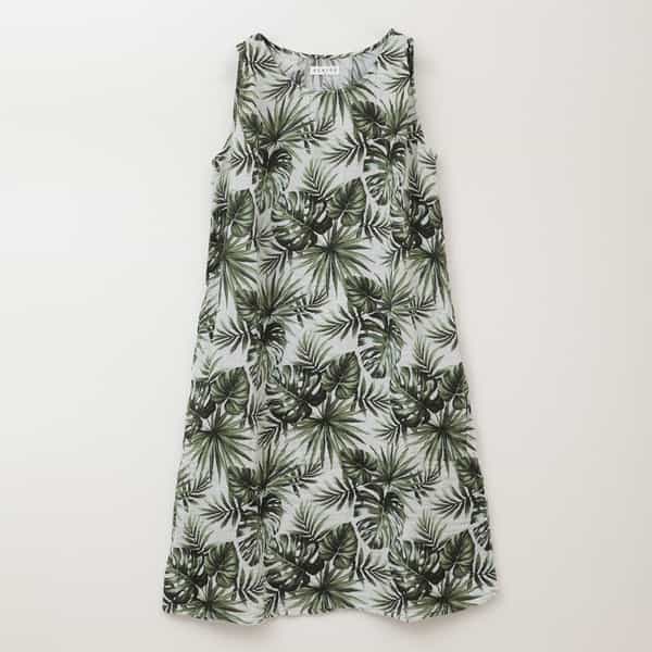 UCHINO 緑系花柄クレープガーゼノースリーブワンピース 新品タグ付き UCHINO 緑系花柄クレープガーゼノースリーブワンピース 新品タグ付き