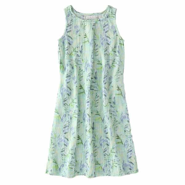 クレープガーゼ レディスプリントノースリーブワンピース