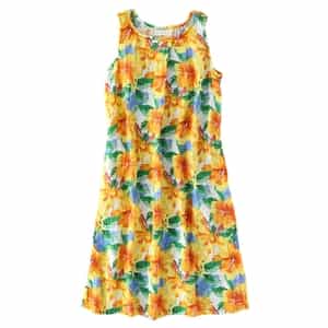 クレープガーゼ レディスプリントノースリーブワンピース