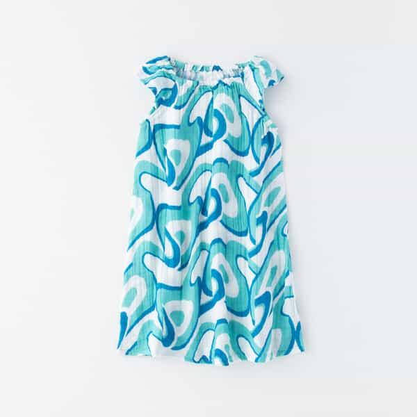 クレープガーゼブルーウェーブキッズワンピース（サイズ：110cm・130cm）