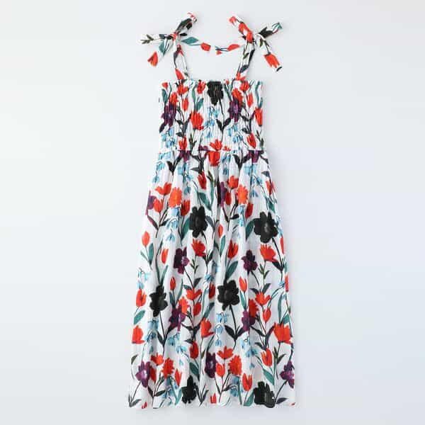 クレープガーゼフラワーサマードレス レディス