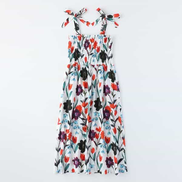 クレープガーゼフラワーサマードレス レディス