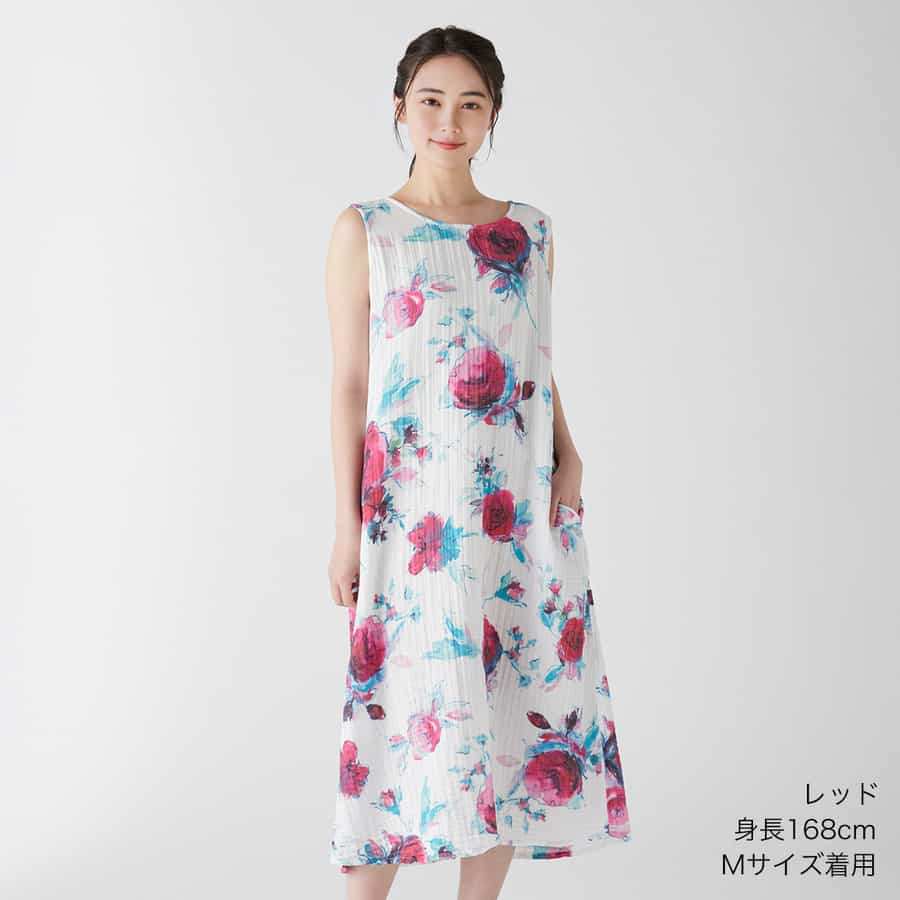 高級品市場 クレープガーゼローズワンピース（RSS27908）-UCHINO-women ウェア