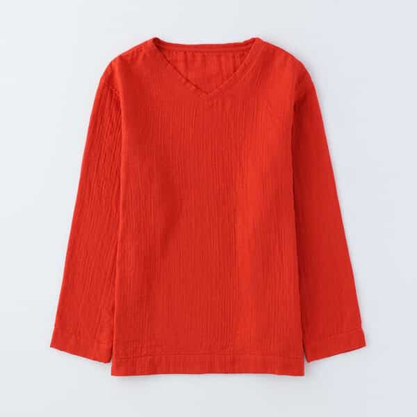 マシュマロガーゼメンズVネックロングTシャツ