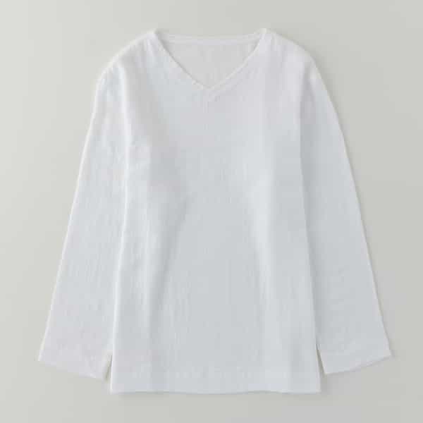 マシュマロガーゼメンズVネックロングTシャツ