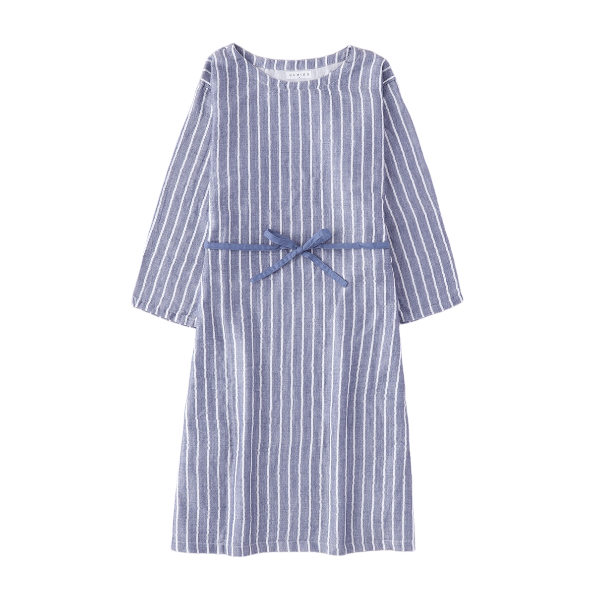 ウチノ マシュマロガーゼ ストライプワンピース 長袖 UCHINO