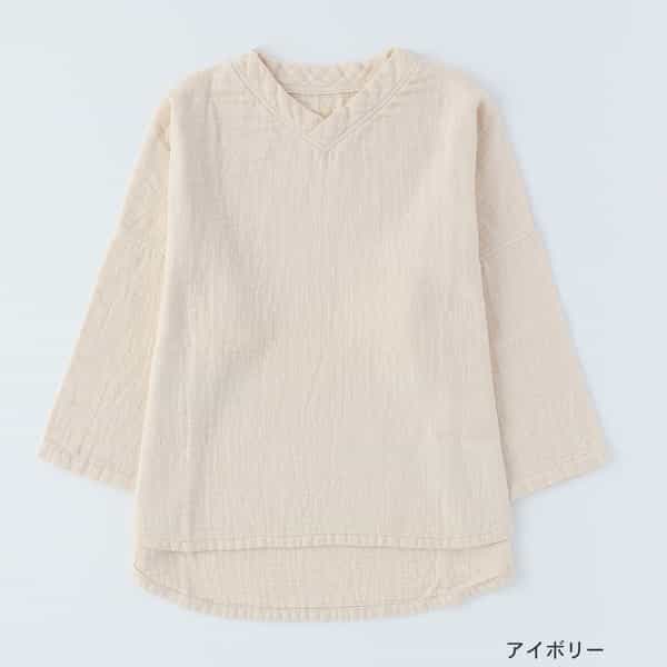 マシュマロワッフルガーゼライト レディスクロスカラープルオーバー