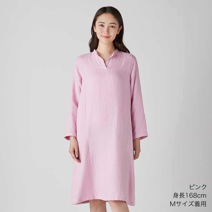 美品　UCHINO マシュマロガーゼ ワンピース　オレンジ　チェック　M　ウチノ 美品 UCHINO マシュマロガーゼ ワンピース オレンジ チェック M