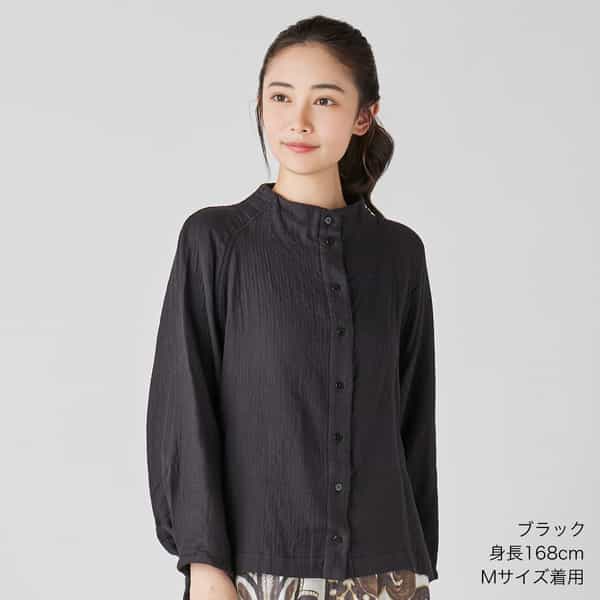 マシュマロガーゼレディスボトルネックブラウス