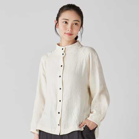 マシュマロガーゼレディスボトルネックブラウス