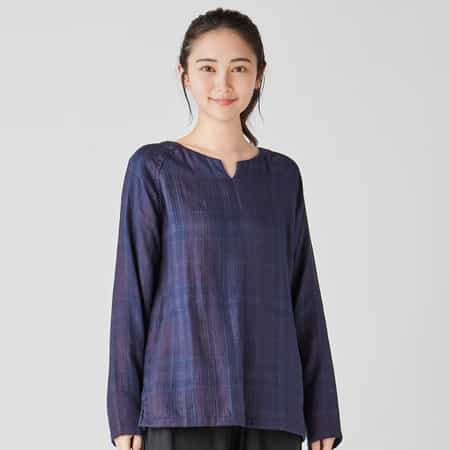 マシュマロガーゼシースルーチェック長袖Ｔシャツ ユニセックス