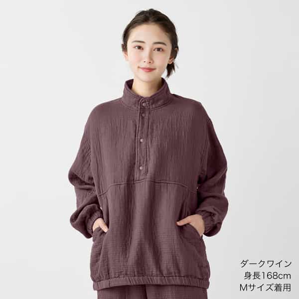 マシュマロワッフルガーゼライトハーフスナッププルオーバー ユニセックス