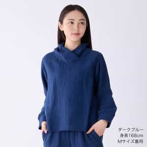 マシュマロワッフルガーゼライトボリュームカラープルオーバー