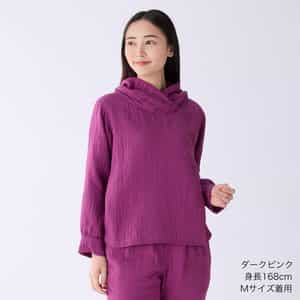 マシュマロワッフルガーゼライトボリュームカラープルオーバー