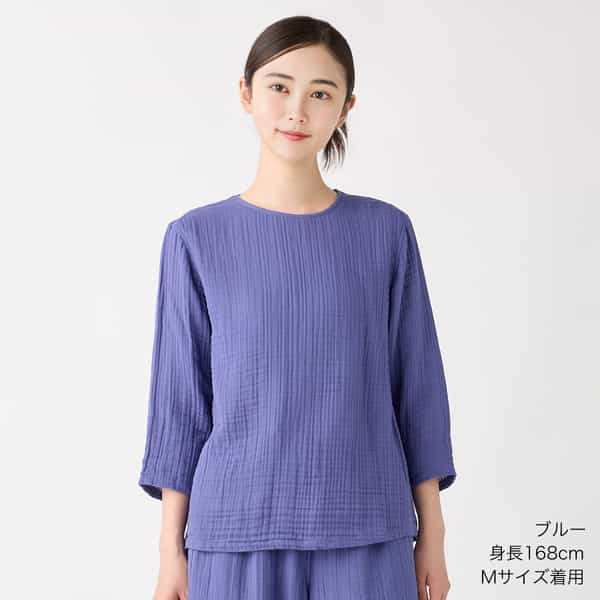 クレープガーゼレディスバックティアフルプルオーバー