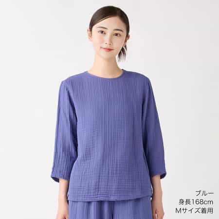 クレープガーゼレディスバックティアフルプルオーバー