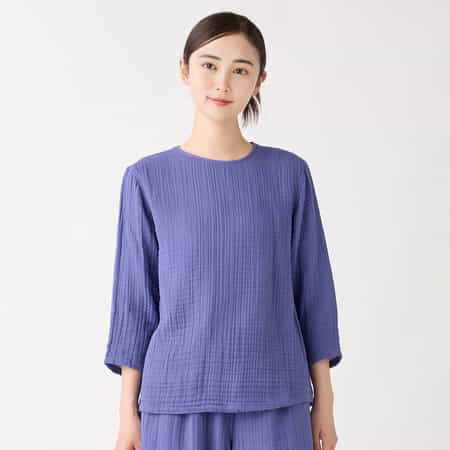 クレープガーゼレディスバックティアフルプルオーバー