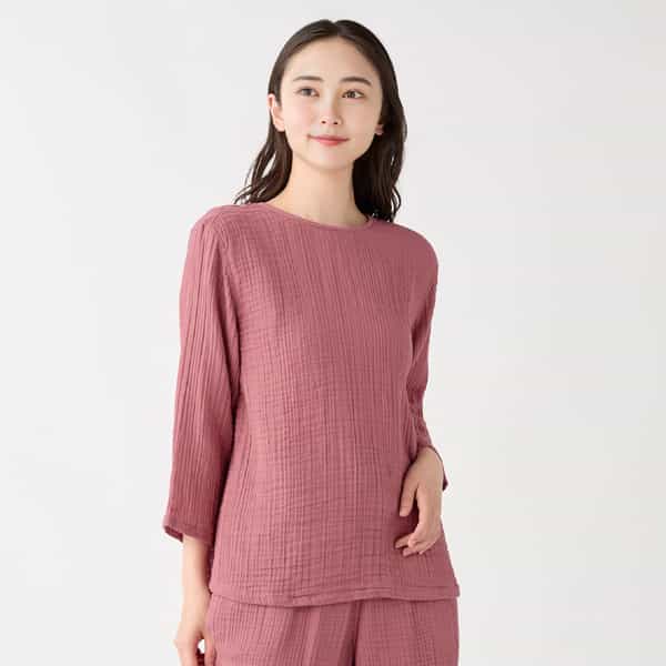 クレープガーゼレディスバックティアフルプルオーバー