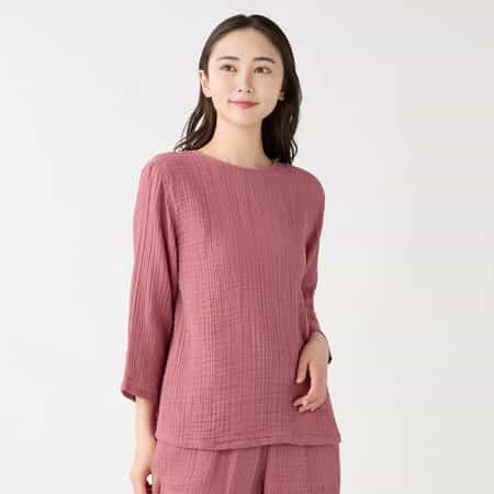 クレープガーゼレディスバックティアフルプルオーバー