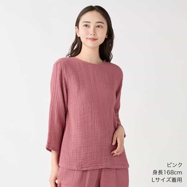 クレープガーゼレディスバックティアフルプルオーバー