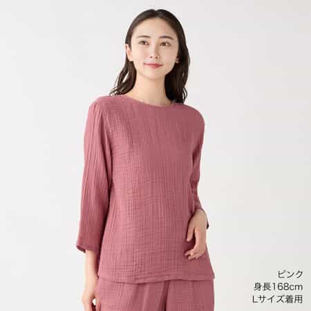 クレープガーゼレディスバックティアフルプルオーバー