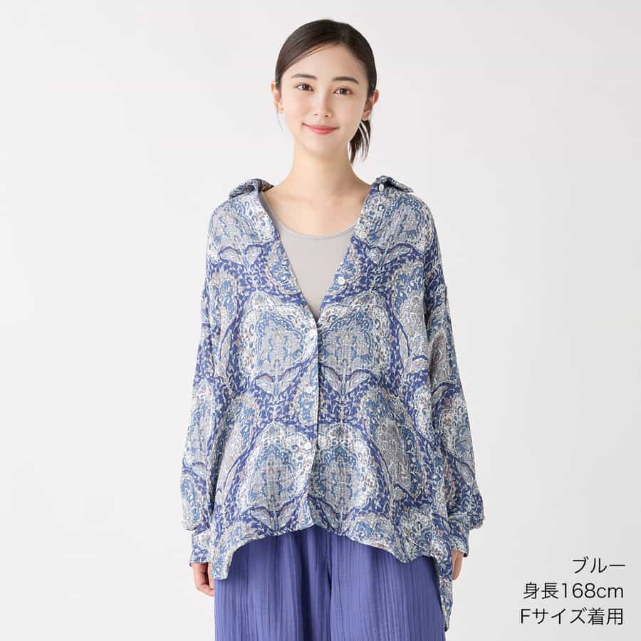 UCHINO クレープガーゼ クレープガーゼオリエンタルレディスシャツ（RTF25970）-UCHINO relax