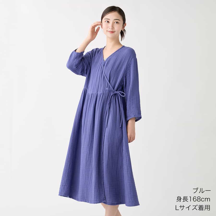 クレープガーゼカシュクールワンピース（RTF35976）-UCHINO relax