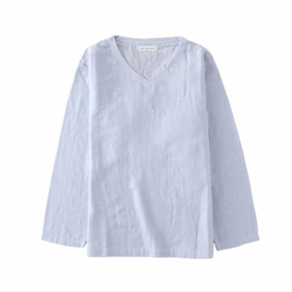 マシュマロガーゼ メンズ Vネック長袖Tシャツ