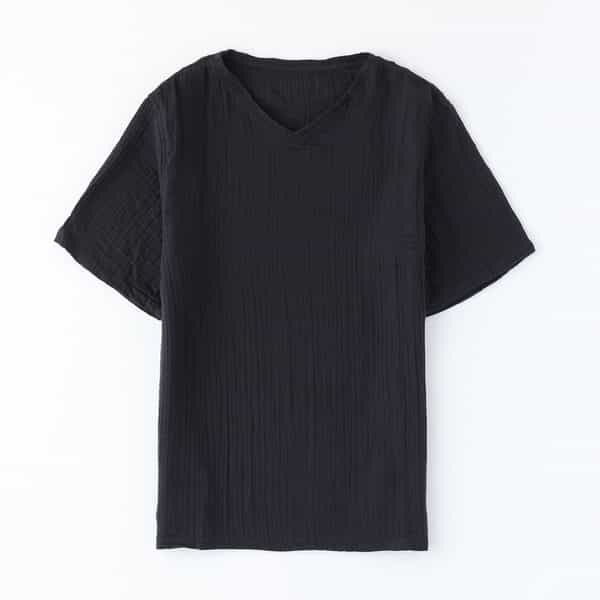 クレープガーゼメンズVネックTシャツ（RTS10412）-UCHINO-men