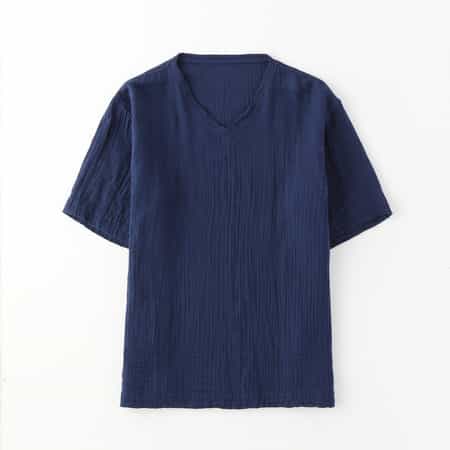 クレープガーゼメンズVネックTシャツ（RTS10412）-UCHINO-men
