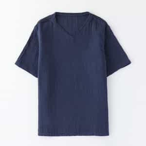 クレープガーゼメンズVネックTシャツ