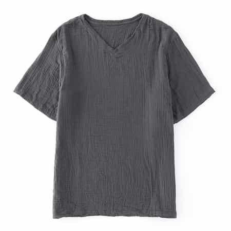 クレープガーゼメンズVネックTシャツ（RTS10412）-UCHINO-men