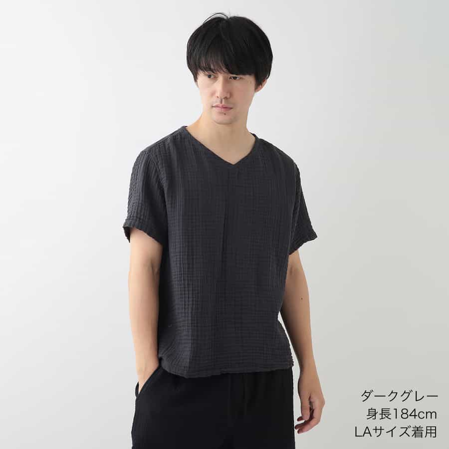 クレープガーゼベーシック メンズ ＶネックＴシャツ（RTS10839）-UCHINO-men（メンズ）-UCHINO Online Shop