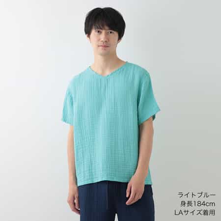 クレープガーゼベーシック メンズ ＶネックＴシャツ