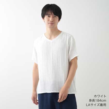 クレープガーゼベーシック メンズ ＶネックＴシャツ