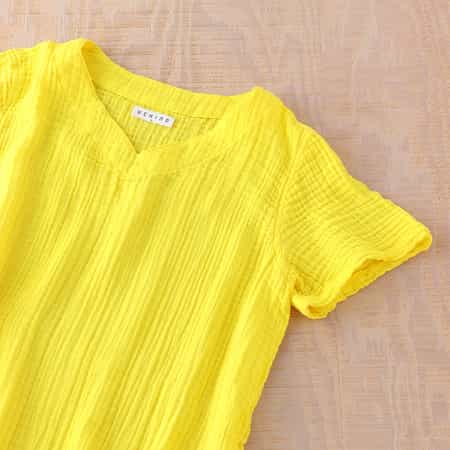 クレープガーゼ レディス Vネックワンピース（RTS12638）-UCHINO