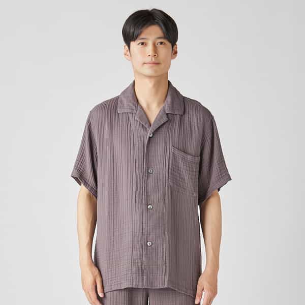 クレープガーゼメンズパジャマ半袖シャツ 上下別売（RTS12774