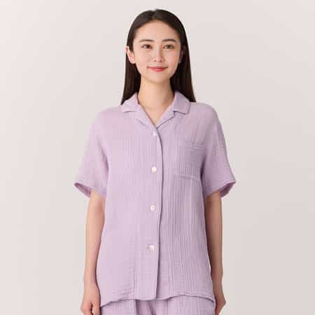 クレープガーゼレディスパジャマ半袖シャツ 上下別売