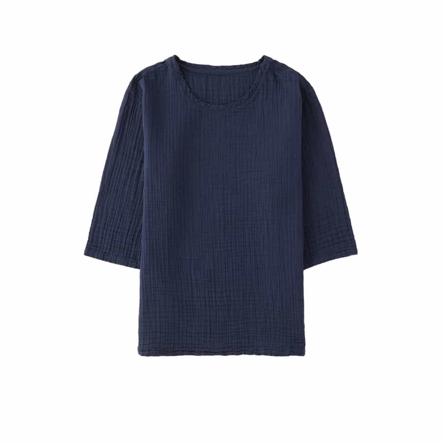 クレープガーゼ七分袖メンズTシャツ（RTS12838）-UCHINO-men