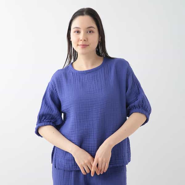 クレープガーゼ パフスリーブプルオーバー