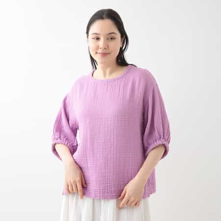 クレープガーゼ パフスリーブプルオーバー