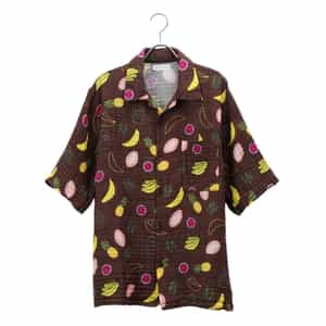 クレープガーゼメンズ プリント開襟シャツ