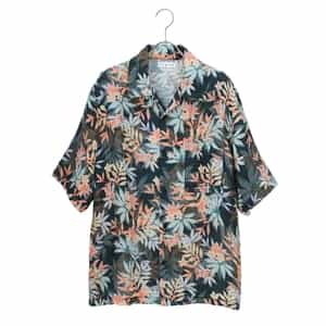 クレープガーゼメンズ プリント開襟シャツ