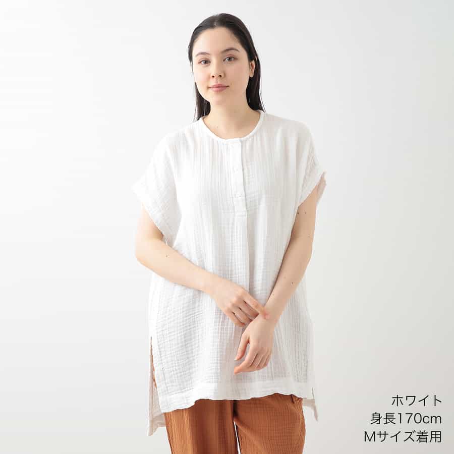 クレープガーゼ チュニックブラウス（RTS13884）-UCHINO-women