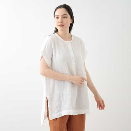 クレープガーゼ チュニックブラウス（RTS13884）-UCHINO-women（ウィメンズ）-UCHINO Online Shop