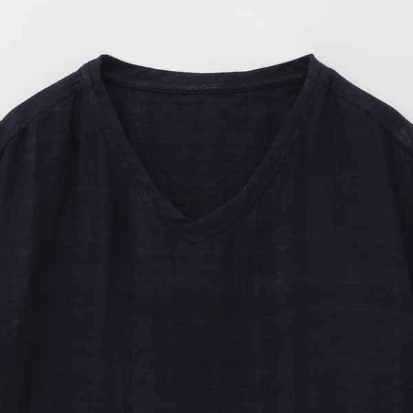 【値下げ】マシュマロガーゼ シースルーチェックTシャツ ユニセックス