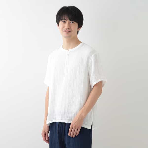 クレープガーゼ ヘンリーネックTシャツ（RTS14884）-UCHINO-men