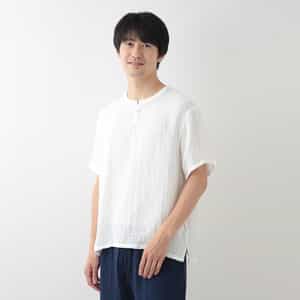 クレープガーゼ ヘンリーネックTシャツ