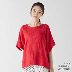 クレープガーゼ変形ドルマンブラウス